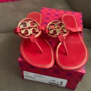 Tory Burch Red and Gold metal Millers